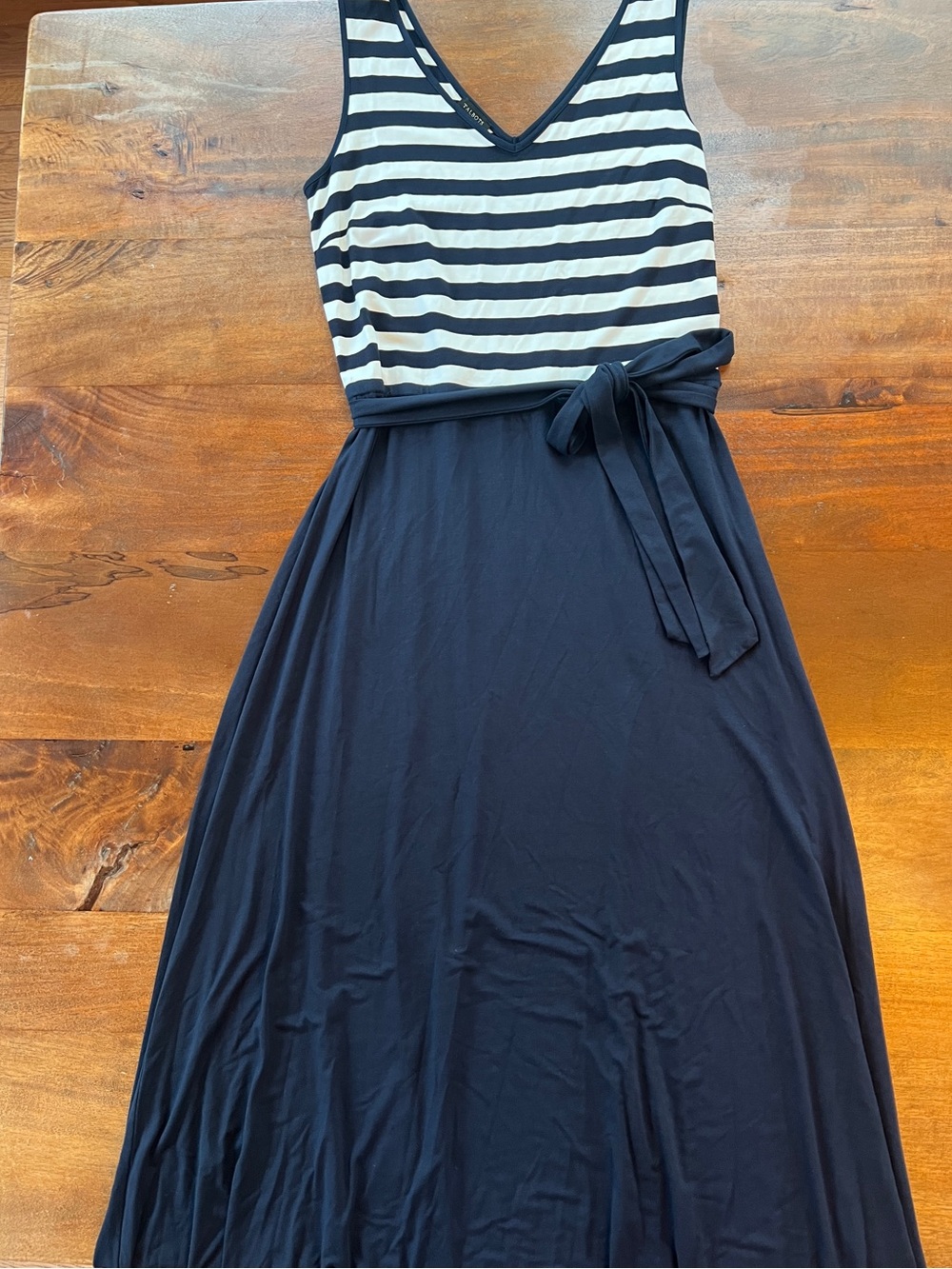 Talbots Womens Sleeveless Maxi Dress SZ S Blue / White  Cotton
